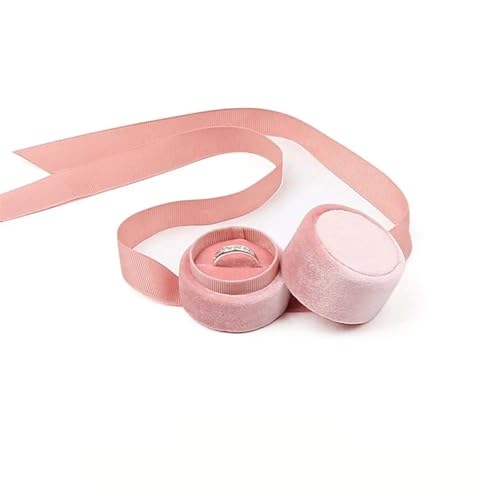 WLTYSM Ringschachtel Sechseckige Samt-Schmuckschatulle, Doppelring-Aufbewahrungsbox, Damen-Geschenk, Ohrringe, Paketetui, Ehering-Display-Verpackungsbox Ring Geschenkbcox(Pink-01) von WLTYSM