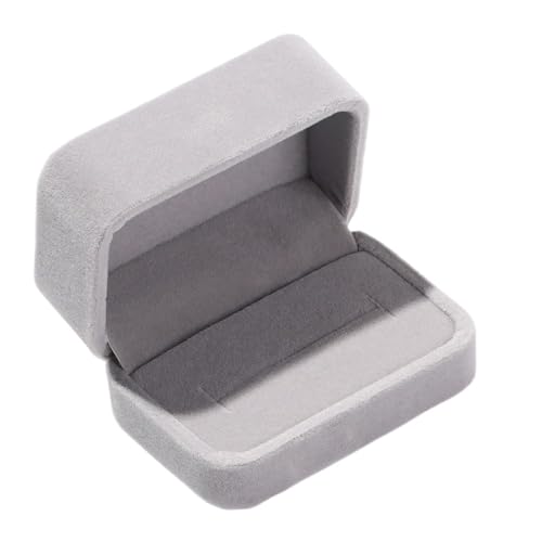 WLTYSM Ringschachtel Verlobung, langlebig, for Hochzeit, quadratisch, Samt, Schmuckschatulle, Aufbewahrungsbox, Präsentationsbox, Paar, Doppel-Ring-Box Ring Geschenkbcox(Grey) von WLTYSM