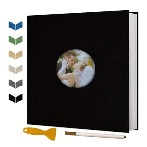 WLTYSM Scrapbook Fotoalbum Album Selbstklebendes Sammelalbum for 4×6 5×7 8×10 Fotos DIY Leineneinband 40 Seiten Familienhochzeitsgeschenk Fotoalbum(Black) von WLTYSM