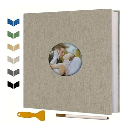 WLTYSM Scrapbook Fotoalbum Album Selbstklebendes Sammelalbum for 4×6 5×7 8×10 Fotos DIY Leineneinband 40 Seiten Familienhochzeitsgeschenk Fotoalbum(Light Yellow) von WLTYSM