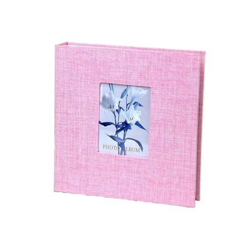 WLTYSM Scrapbook Fotoalbum Album mit flachem Rücken und Papierkern, for 200 Fotos, beliebte Fotoalben, Fotobuch-Organizer, Hardcover Fotoalbum(Pink) von WLTYSM