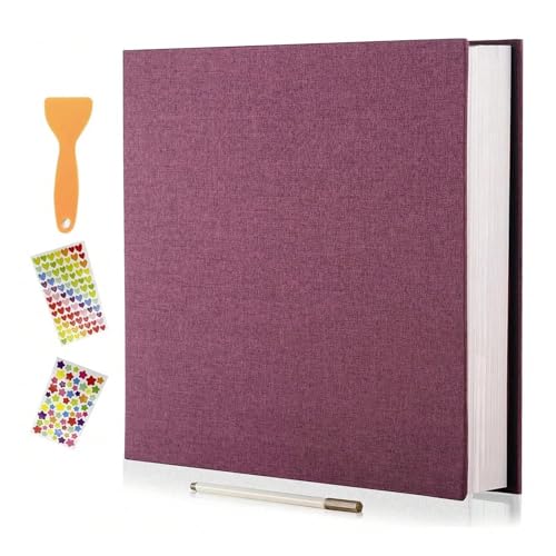 WLTYSM Scrapbook Fotoalbum Fotoalbum, selbstklebend, 11 x 10,6 Zoll, Scrapbook, 40 Seiten, Leineneinband, DIY-Fotoalbum mit einem Metallic-Stift und DIY-Zubehör Fotoalbum(Purple) von WLTYSM