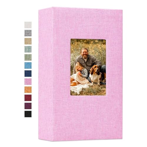 WLTYSM Scrapbook Fotoalbum Leinen-Fotoalbum mit 300 Taschen for 4x6 Fotos, Bücher, Einsteck-Bilderalben, Hochzeits-, Familien- und Jubiläums-Fotoaufbewahrung Fotoalbum(Pink) von WLTYSM