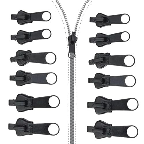 12 Stück Reißverschluss Reparatur Set,ReißVerschluss Zipper Ersatz für Reißverschlüsse Reparieren Universal Reißverschluss Fix Schraubenkopf Mit Gleitzähnen Verlängerung Befestigung,Einfach Bedienen von WLVinson