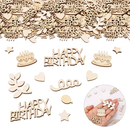 150 Stück Holz Konfetti Geburtstagsdeko Tischdeko Happy Birthday Tischdeko Eko Tisch Streudeko Geburtstag,Deko Junge Mädchen Kinder,für Frau Mann Confetti Geburtstage Partys Dekoration von WLVinson