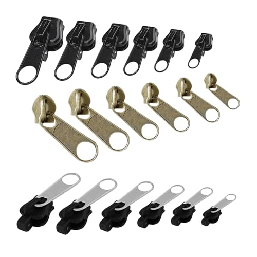 18 Stück Reißverschluss Reparatur Set Reißverschluss Schieber Ersatz Zipper Haltekit Haushaltbarer Fix-reißverschluss Universal Reparatur Ersatzteile für Jacke Mantel Reisekoffer Schulranzen(3 Farben) von WLVinson