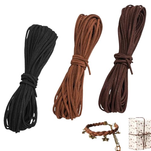 3 Rollen Lederband,Lederband für Ketten,Lederschnur 3mm,Lederbänder Meterware,3 Farben Faux Wildleder Schnur mit Leder 30m,Leder Schnüre Verschluss für DIY Armband Halskette Schmuck Handwerk 3 Rollen Lederband,Lederband für Ketten,Lederschnur 3mm,Lederbänder Meterware,3 Farben Faux Wildleder Schnur mit Leder 30m,Leder Schnüre Verschluss für DIY Armband Halskette Schmuck Handwerk von WLVinson