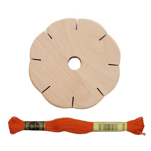 Knüpfstern aus Holz,Knüpfblüte Vollholz Armband Strickscheibe 8 Schlitze Runde,Holz Kumihimo Disk Weben Scheibe,Armbänder Knüpfen,Freundschaftsbänder Bastelset mit Knüpfgarn für Handwerk Diy Armbands von WLVinson