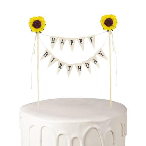 Happy Birthday Tortendeko,Torten Deko Geburtstag,Cake Topper Dekoration,Wimpelketten Happy Birthday Tortenstecker Set,Vintage Kuchen Topper Girlande,Mini Kuchendeko Banner für Geburtstagsfeier liefert von WLVinson