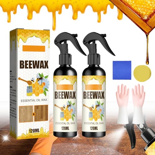 Presente Natürliches mikromolekulares Bienenwachsspray, Bienenwachs-Möbelpolitur und -Reiniger, Bienenwachs-Möbelpolitur als Spray, Bienenwachs-Reiniger, Bienenwachs-Möbelpolitur für Böden (2PC) von WLWWCX