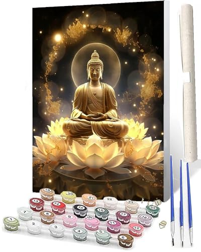 WMZPOY DIY Malen nach Zahlen Erwachsene Tiere Erwachsene Malen nach Religiöser Buddha Lotus 116 Malen nach Zahlen Kunsthandwerk Geschenk für Home Wall Deco 40 x 50 cm(rahmenlos) von WMZPOY