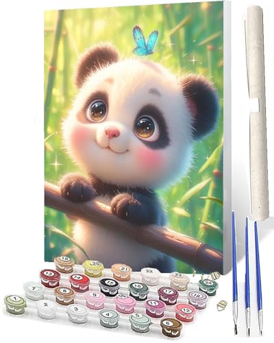 WMZPOY DIY Malen nach Zahlen Erwachsene Tiere Erwachsene Malen nach Süßer Panda Bambus 004 Malen nach Zahlen Kunsthandwerk Geschenk für Home Wall Deco 40 x 50 cm(rahmenlos) von WMZPOY