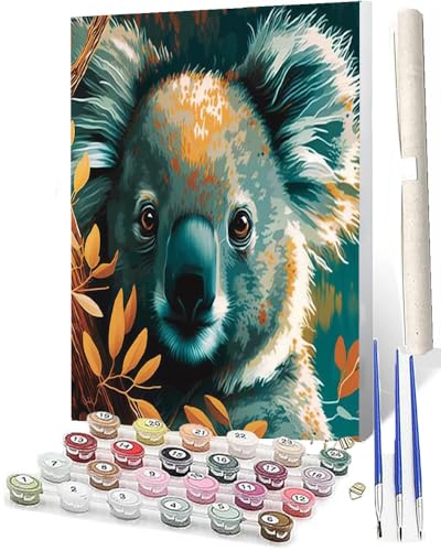 WMZPOY Malen Nach Zahlen Erwachsene Anfänger, ab 7 8 9 10 Jahre Mädchen für Home Deko Geburtstag Weihnachten Geschenk Koala Kommt Mit Farbe und Pinsel 40x50cm von WMZPOY