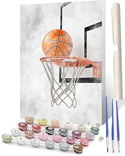 WMZPOY Malen Nach Zahlen Erwachsene Anfänger Basketball Football_003 DIY Handgemalt Ölgemälde Kits auf Leinwand mit Pinseln Acrylpigment Deko Painting by Numbers 40 * 50 von WMZPOY