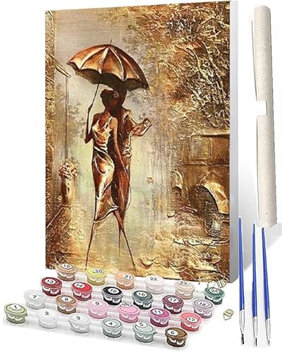 WMZPOY Malen Nach Zahlen Erwachsene Anfänger Frau Rückansicht hohes Gebäude DIY Handgemalt Ölgemälde Kits auf Leinwand mit Pinseln Acrylpigment Deko Painting by Numbers 40 * 50 von WMZPOY