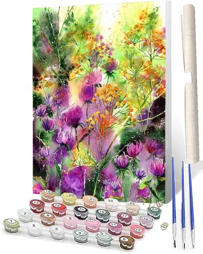 WMZPOY Malen Nach Zahlen Erwachsene Anfänger Schöne Landschaft, bunte Blumen 11 DIY Handgemalt Ölgemälde Kits auf Leinwand mit Pinseln Acrylpigment Deko Painting by Numbers 40 * 50 von WMZPOY