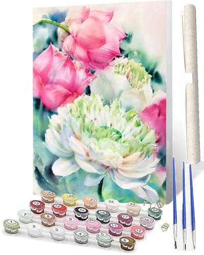 WMZPOY Malen Nach Zahlen Erwachsene DIY Handgemalt Ölgemälde Kit für Anfänger und Erwachsene Pflanzen Sie bunte Blumen 010 Mit 3-Pinseln und AcrylfarbeOhne Rahmen 40X50CM von WMZPOY