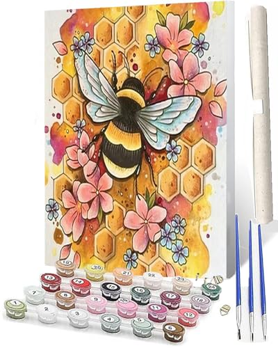 WMZPOY Malen Nach Zahlen Erwachsene DIY Handgemalt Ölgemälde Kit für Erwachsene und Anfänger, Paint by Numbers Tiere Bienenhonig Home Haus Deko 40 x 50 cm von WMZPOY