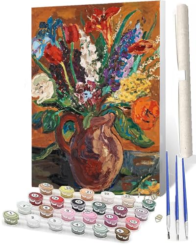 WMZPOY Malen Nach Zahlen Erwachsene DIY Handgemalt Ölgemälde Kit für Erwachsene und Anfänger, Paint by Numbers Tiere Tintenblumenvase 036 Home Haus Deko 40 x 50 cm von WMZPOY