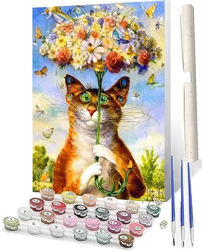 WMZPOY Malen Nach Zahlen Erwachsene Malen Nach Zahlen Tiere Anfänger Blumenhut Frau DIY Ölgemälde Leinwand Kit für Geschenke und Home Wand Dekor (40x50cm) von WMZPOY