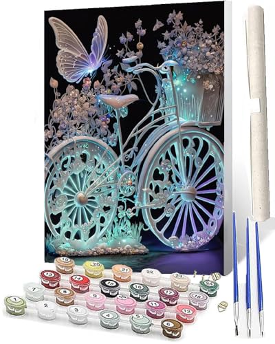 WMZPOY Malen Nach Zahlen Erwachsene Malen Nach Zahlen Tiere Anfänger Fantasy Bike Butterfly 2 DIY Ölgemälde Leinwand Kit für Geschenke und Home Wand Dekor (40x50cm) von WMZPOY