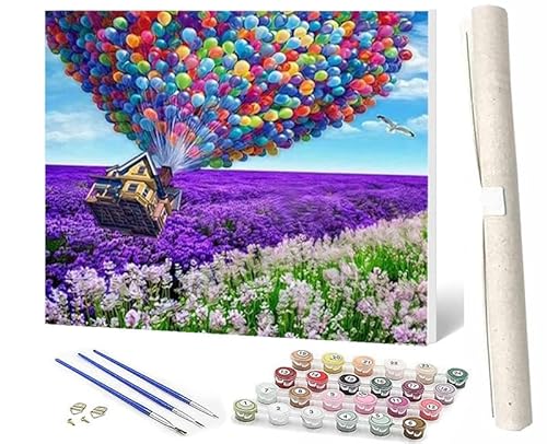 WMZPOY Malen Nach Zahlen Erwachsene Malen Nach Zahlen Tiere Anfänger Lavendelfarbene Luftballons DIY Ölgemälde Leinwand Kit für Geschenke und Home Wand Dekor (40x50cm) von WMZPOY