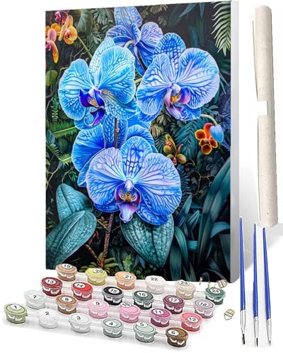 WMZPOY Malen Nach Zahlen Erwachsene Malen Nach Zahlen Tiere Anfänger Orchideen-Schmetterling 004 DIY Ölgemälde Leinwand Kit für Geschenke und Home Wand Dekor (40x50cm) von WMZPOY