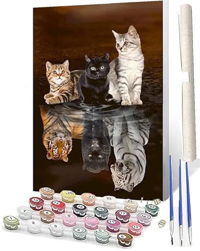 WMZPOY Malen Nach Zahlen Erwachsene Malen Nach Zahlen Tiere Anfänger Tier Tiger-4 DIY Ölgemälde Leinwand Kit für Geschenke und Home Wand Dekor (40x50cm) von WMZPOY