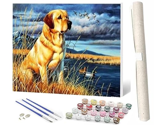 WMZPOY Malen Nach Zahlen ErwachseneMalen Nach Zahlen Mit Pinseln und Acrylfarbe Hundebeobachtung DIY Set Basteln Erwachsene mit Pinseln und Acrylfarben für Home Decor40x50cm von WMZPOY