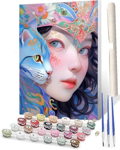 WMZPOY Malen Nach Zahlen ErwachseneMalen Nach Zahlen Mit Pinseln und Acrylfarbe Japanische Mädchenmuschi 008 DIY Set Basteln Erwachsene mit Pinseln und Acrylfarben für Home Decor40x50cm von WMZPOY