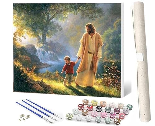 WMZPOY Malen Nach Zahlen ErwachseneMalen Nach Zahlen Mit Pinseln und Acrylfarbe Jesus-Mädchen Moonlight_019 DIY Set Basteln Erwachsene mit Pinseln und Acrylfarben für Home Decor40x50cm von WMZPOY