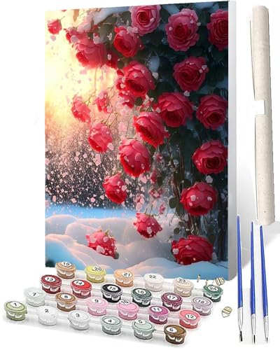 WMZPOY Malen Nach Zahlen ErwachseneMalen Nach Zahlen Mit Pinseln und Acrylfarbe Mondschein-Meeresblumen 002 DIY Set Basteln Erwachsene mit Pinseln und Acrylfarben für Home Decor40x50cm von WMZPOY