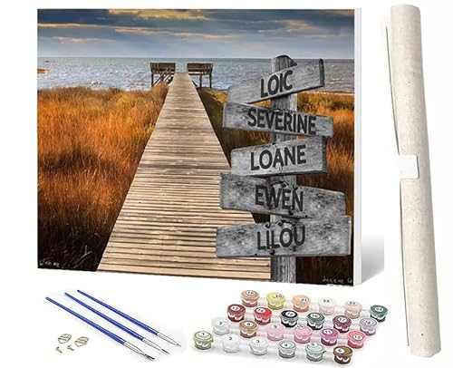 WMZPOY Malen Nach Zahlen ErwachseneMalen Nach Zahlen Mit Pinseln und Acrylfarbe Scenery Beach Ocean Guide Schild 022 DIY Set Basteln Erwachsene mit Pinseln und Acrylfarben für Home Decor40x50cm von WMZPOY