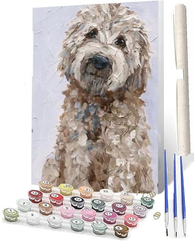 WMZPOY Malen Nach Zahlen ErwachseneMalen Nach Zahlen Mit Pinseln und Acrylfarbe Soft Coated Wheaten Terrier DIY Set Basteln Erwachsene mit Pinseln und Acrylfarben für Home Decor40x50cm von WMZPOY