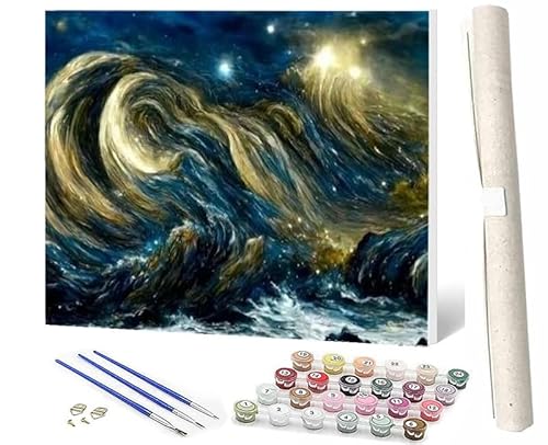 WMZPOY Malen Nach Zahlen ErwachseneMalen Nach Zahlen Mit Pinseln und Acrylfarbe Sterne und Sternenmeer 004 DIY Set Basteln Erwachsene mit Pinseln und Acrylfarben für Home Decor40x50cm von WMZPOY