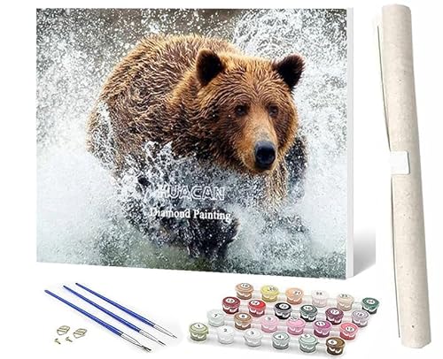 WMZPOY Malen Nach Zahlen ErwachseneMalen Nach Zahlen Mit Pinseln und Acrylfarbe Tierbär 010 DIY Set Basteln Erwachsene mit Pinseln und Acrylfarben für Home Decor40x50cm von WMZPOY