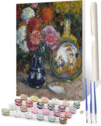 WMZPOY Malen Nach Zahlen ErwachseneMalen Nach Zahlen Mit Pinseln und Acrylfarbe Tintenblumenvase 008 DIY Set Basteln Erwachsene mit Pinseln und Acrylfarben für Home Decor40x50cm von WMZPOY