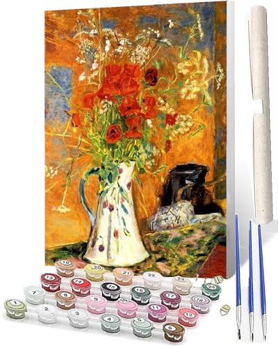 WMZPOY Malen Nach Zahlen ErwachseneMalen Nach Zahlen Mit Pinseln und Acrylfarbe Tintenblumenvase 038 DIY Set Basteln Erwachsene mit Pinseln und Acrylfarben für Home Decor40x50cm von WMZPOY