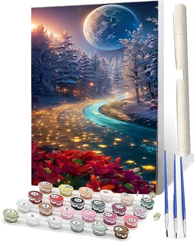 WMZPOY Malen Nach Zahlen ErwachseneMalen Nach Zahlen Mit Pinseln und Acrylfarbe Traumlandschaft 4 DIY Set Basteln Erwachsene mit Pinseln und Acrylfarben für Home Decor40x50cm von WMZPOY