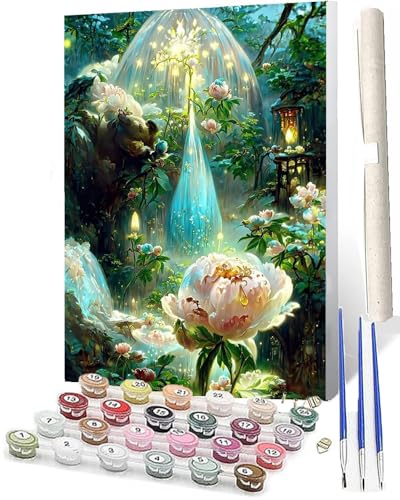 WMZPOY Malen Nach Zahlen ErwachseneMalen Nach Zahlen Mit Pinseln und Acrylfarbe Traumschloss 18 DIY Set Basteln Erwachsene mit Pinseln und Acrylfarben für Home Decor40x50cm von WMZPOY