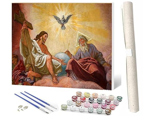 WMZPOY Malen Nach Zahlen Jesus alter Mann Vogel DIY Ölmalerei Bastelset für Anfänger und Inklusive Knitterfreie LeinwandAcrylfarben und 3 PinselGeschenke und Home Haus Deko-40x50 von WMZPOY