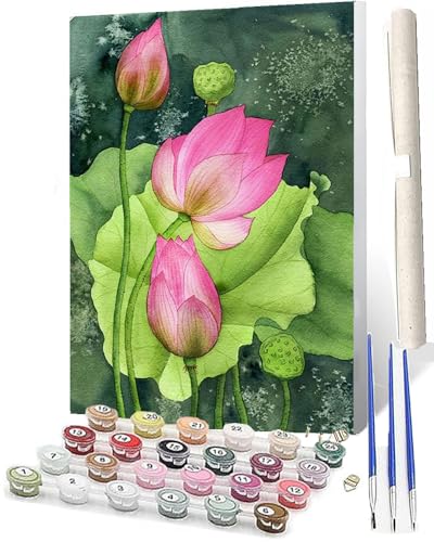 WMZPOY Malen Nach Zahlen ab 5 6 7 8 9 10 Pflanzen Sie bunte Blumen 007 Adult Tiere Anfänger mit Leinwand Pinseln Acrylpigment für Geschenke und Home Haus Deko (40 x 50 cm) von WMZPOY