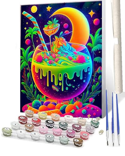 WMZPOY Malen nach Zahlen Erwachsene DIY Malen nach Zahlen Set ohne Rahmen inklusive Pinsel und Acrylfarben Fantasievolle Weinglaslandschaft DIY für Home Wall Decor 40 x 50cm Rahmenlos von WMZPOY