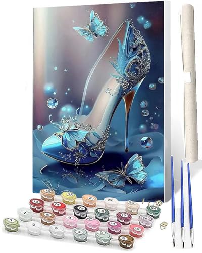 WMZPOY Malen nach Zahlen Erwachsene DIY Malen nach Zahlen Set ohne Rahmen inklusive Pinsel und Acrylfarben Fantasy-Schmetterlings-High-Heels 0175 DIY für Home Wall Decor 40 x 50cm Rahmenlos von WMZPOY