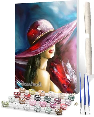 WMZPOY Malen nach Zahlen Erwachsene DIY Malen nach Zahlen Set ohne Rahmen inklusive Pinsel und Acrylfarben Nackte Frau mit Kapuze 002 DIY für Home Wall Decor 40 x 50cm Rahmenlos von WMZPOY