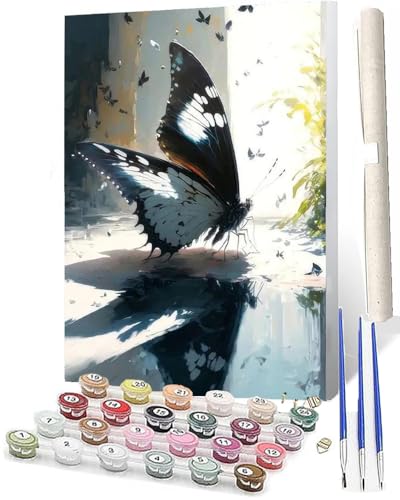 WMZPOY Malen nach Zahlen Erwachsene DIY Malen nach Zahlen Set ohne Rahmen inklusive Pinsel und Acrylfarben Ölfarbe Schmetterling 004 DIY für Home Wall Decor 40 x 50cm Rahmenlos von WMZPOY