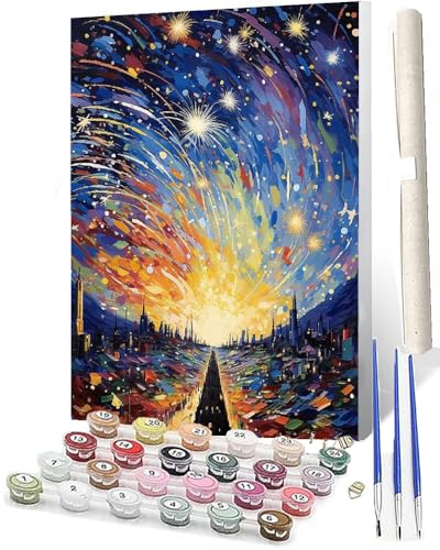 WMZPOY Malen nach Zahlen Erwachsene DIY Malen nach Zahlen Set ohne Rahmen inklusive Pinsel und Acrylfarben Ölfarbe Sternenhimmel Sternenlandschaft 0062 DIY für Home Wall Decor 40 x 50cm Rahmenlos von WMZPOY