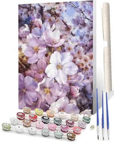 WMZPOY Malen nach Zahlen Erwachsene DIY Malen nach Zahlen Set ohne Rahmen inklusive Pinsel und Acrylfarben Pflanzen Sie bunte Blumen 020 DIY für Home Wall Decor 40 x 50cm Rahmenlos von WMZPOY