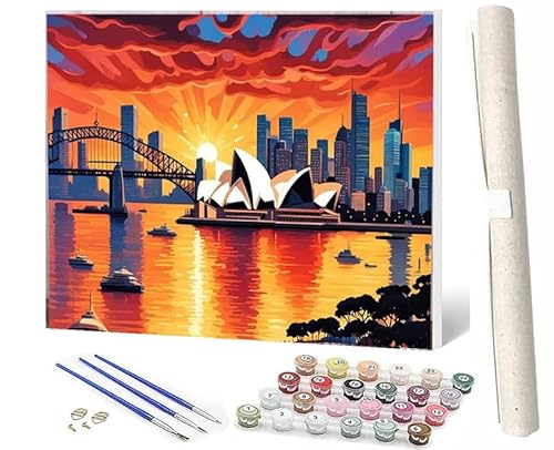 WMZPOY Malen nach Zahlen Erwachsene DIY Malen nach Zahlen Set ohne Rahmen inklusive Pinsel und Acrylfarben Sonnenuntergangsbrücke DIY für Home Wall Decor 40 x 50cm Rahmenlos von WMZPOY