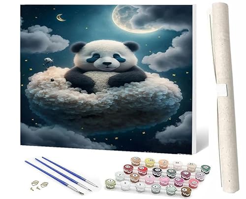 WMZPOY Malen nach Zahlen Erwachsene DIY Malen nach Zahlen Set ohne Rahmen inklusive Pinsel und Acrylfarben Tier Bär Baby Moon 1 DIY für Home Wall Decor 40 x 50cm Rahmenlos von WMZPOY